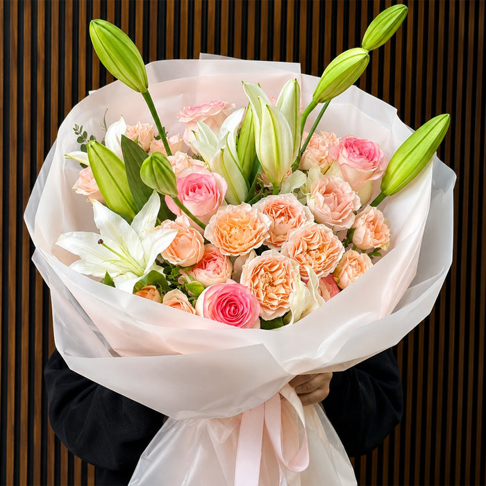 Pink Rose & Lily Bouquet — Flowchow flower delivery UAE