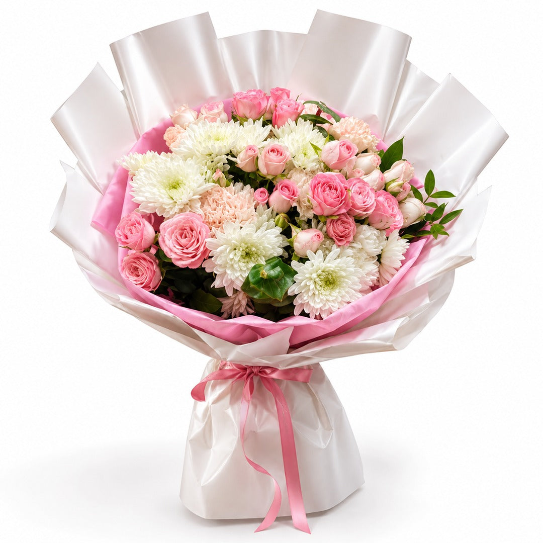 Pink & White Bouquet — Flowchow flower delivery UAE