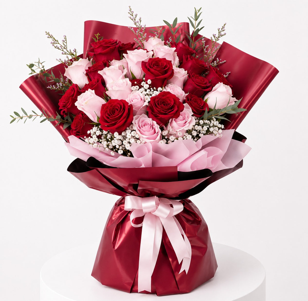 Red & Pink Rose Duet — Flowchow flower delivery UAE