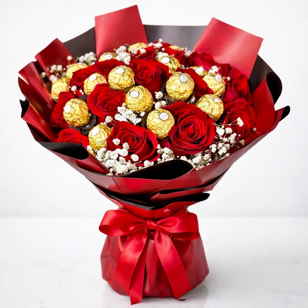 Red Roses & Ferrero Rocher — Flowchow flower delivery UAE